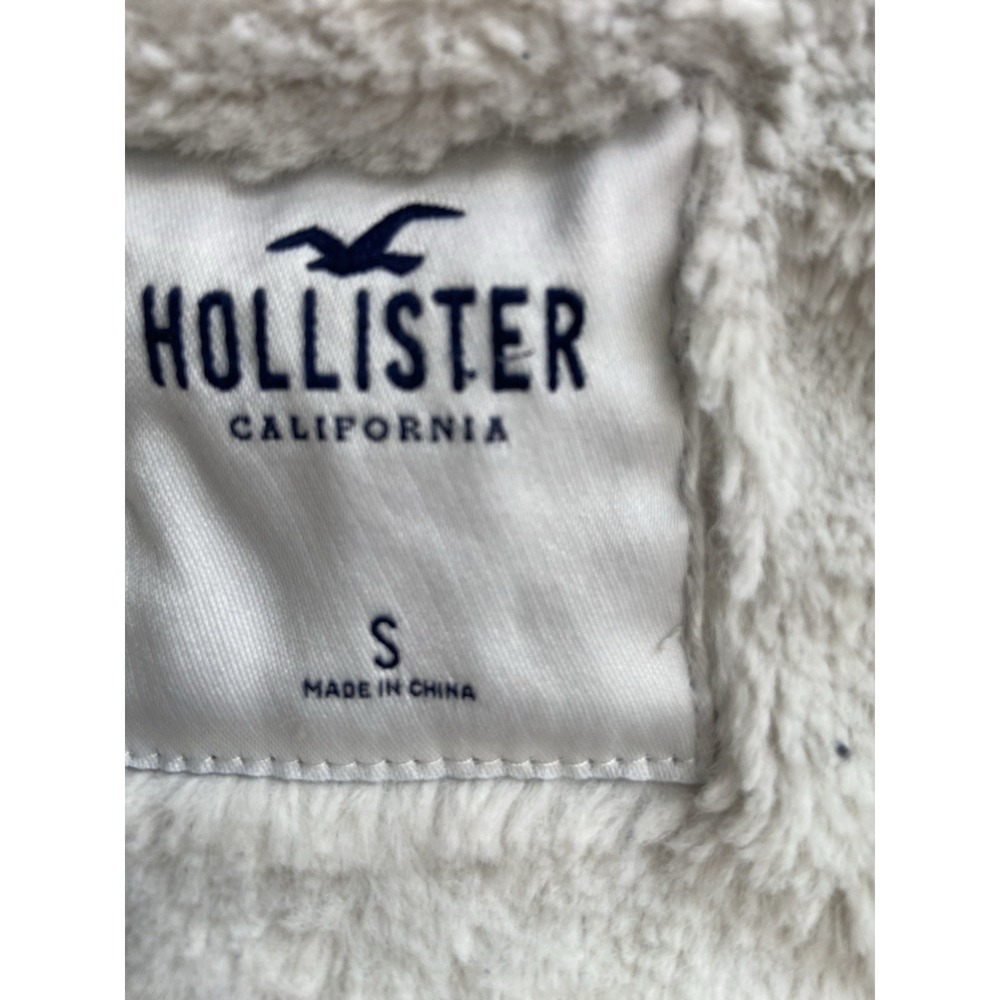 Y2K Hollister Sherpa Lined Zip‎ Up Hoodie Womens Size S Blue Logo Preppy 2000s - Picture 7 of 12